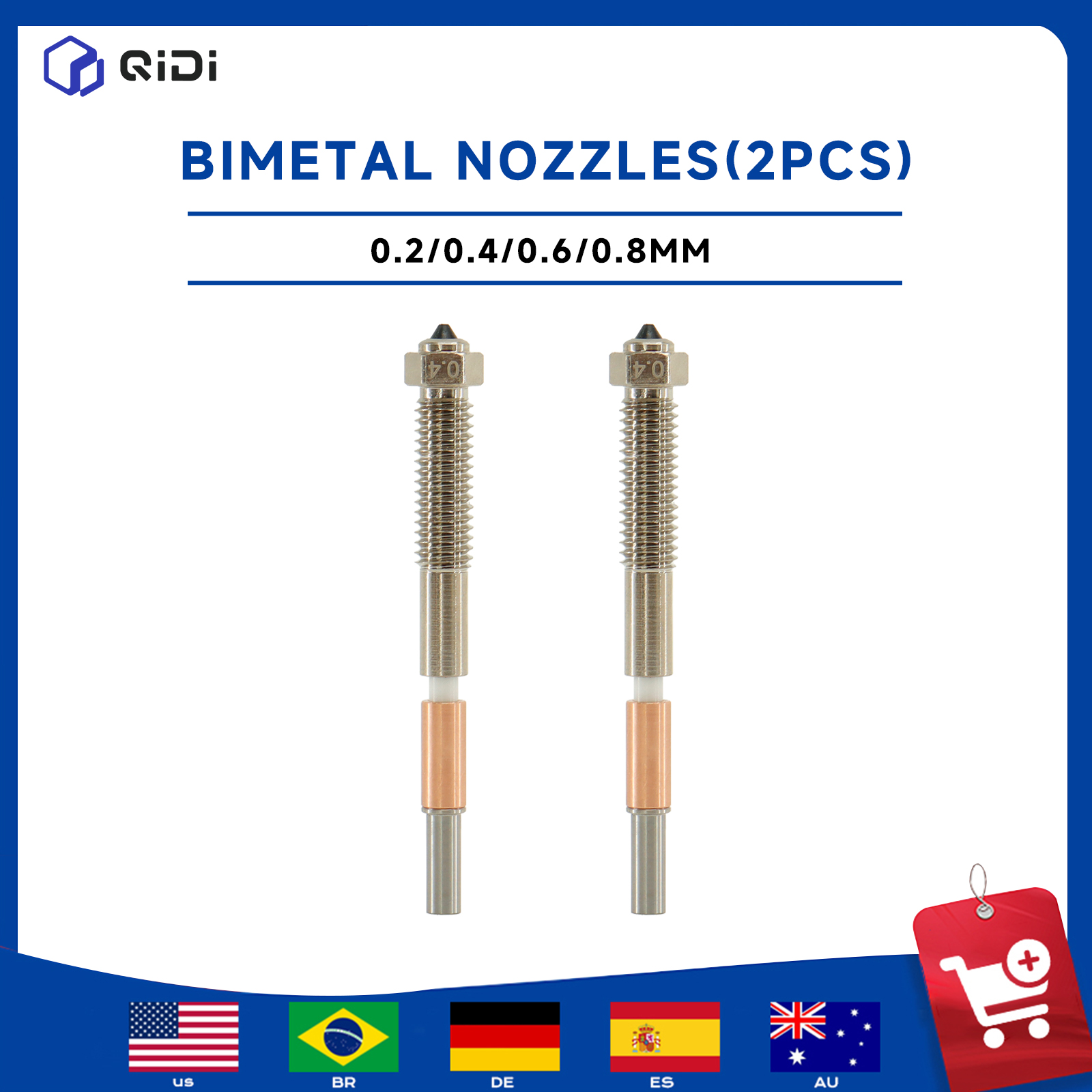 3D Printer Hotend Kit - Kit de 2 Boquillas Bimetálicas para
