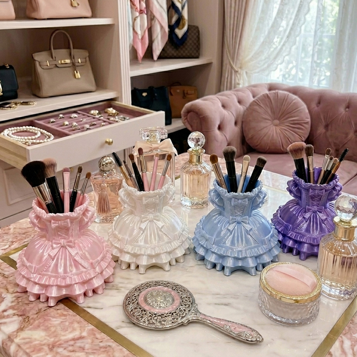 3D Printing Examples - Soporte para brochas de maquillaje y