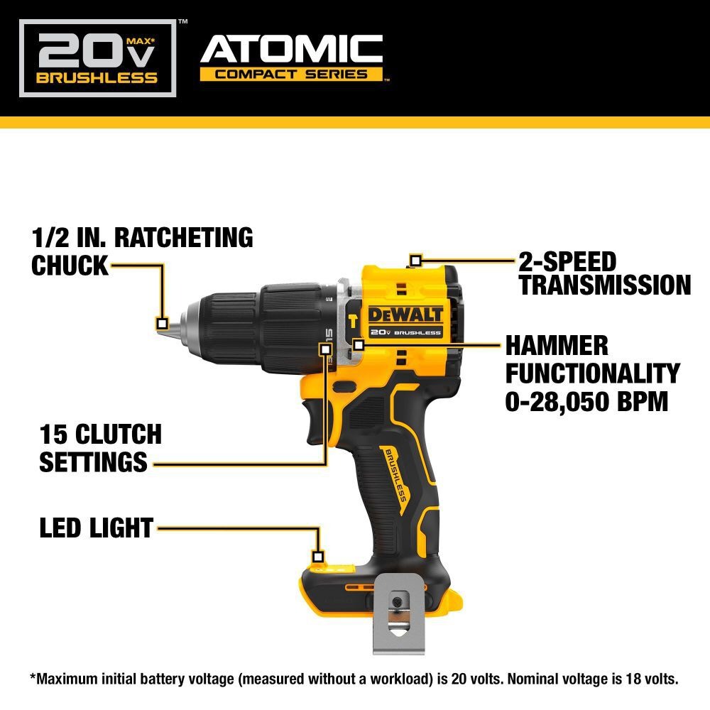 DEWALT DCD799 ATOMIC 20V MAX*  - Dewalt Drill Atomic 20V reseña y precio
