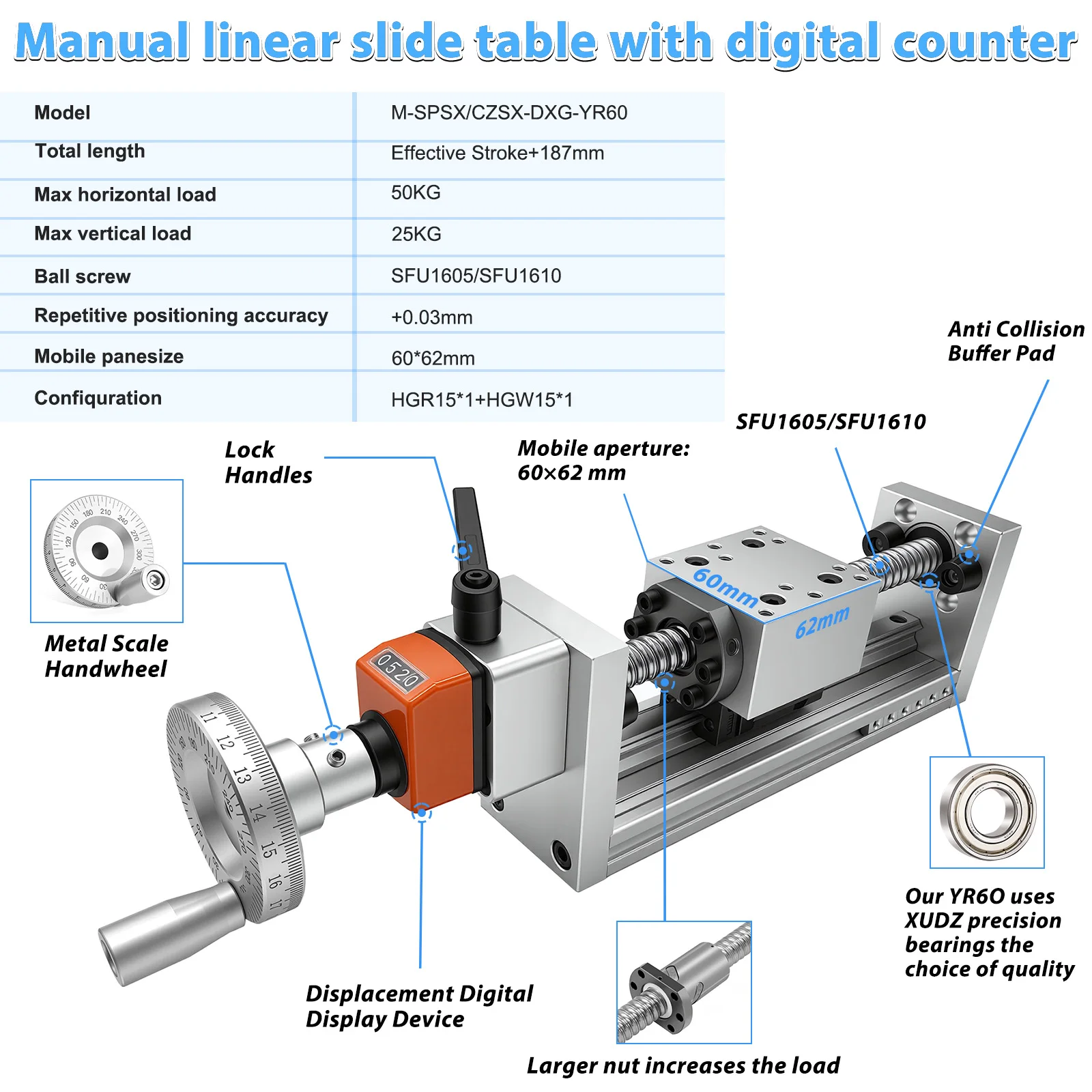 Mesa Deslizante Lineal Manual  - Linear Guide Rail reseña y precio